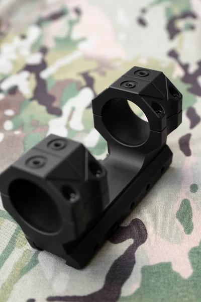 Quick Disconnect Sniper Cantilever Scope Mount Fabric Camouflage Pattern Closeup — Stock Photo, Image