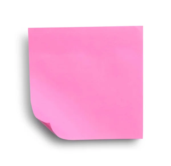 Blank Pink Sticky Note White Background Top View — Φωτογραφία Αρχείου
