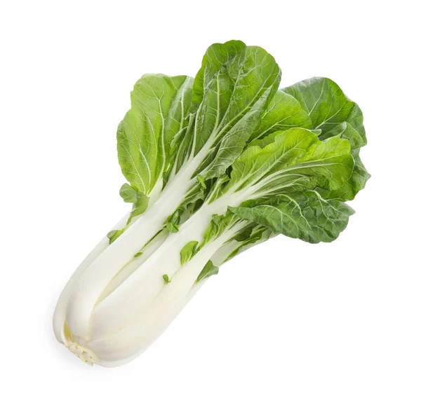 Fresh Green Pak Choy Cabbage Isolated White Top View — 스톡 사진