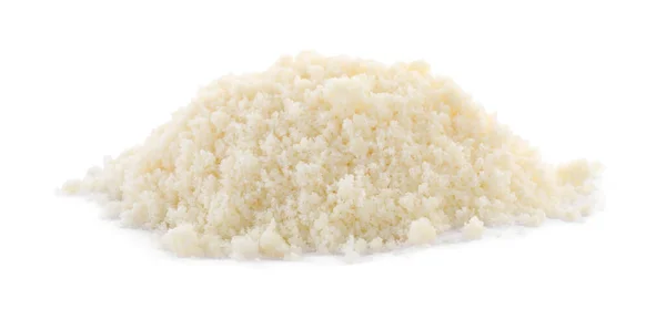 Pile Grated Parmesan Cheese Isolated White — Stockfoto