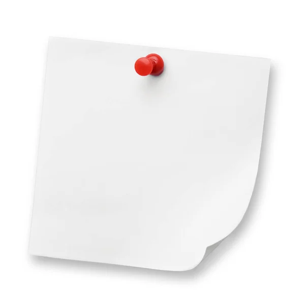 Blank Note Pinned White Background Top View — Stockfoto