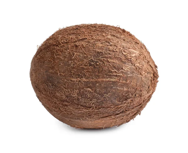 Fresh Ripe Whole Coconut Isolated White — Fotografia de Stock
