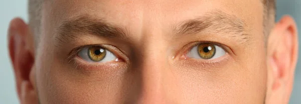 Closeup View Man Beautiful Eyes Banner Design — Stockfoto