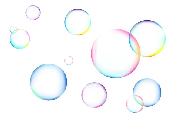 Many Beautiful Soap Bubbles White Background — Stok fotoğraf