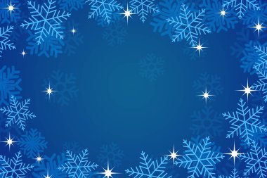 Frame made of snowflakes on blue background. Space for text