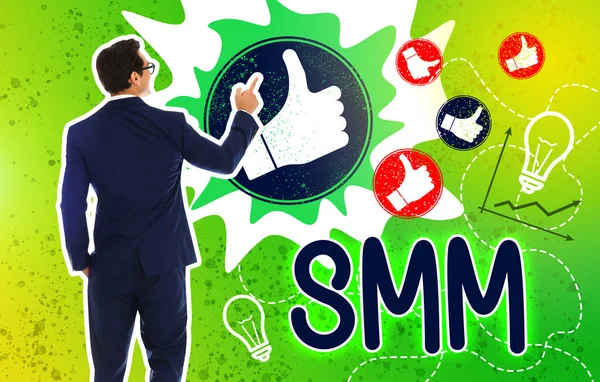 Social Media Marketing Man Business Attire Abbreviation Smm Icons Color — Stockfoto