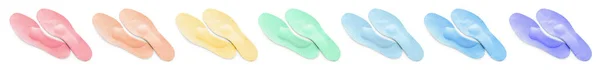 Set Colorful Orthopedic Insoles White Background Top View Banner Design — 스톡 사진