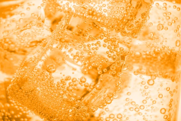 Closeup View Soda Water Ice Toned Orange — Zdjęcie stockowe