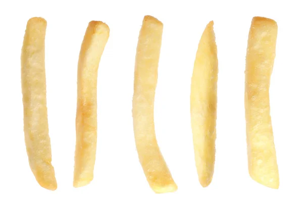 Set Delicious French Fries White Background — Zdjęcie stockowe