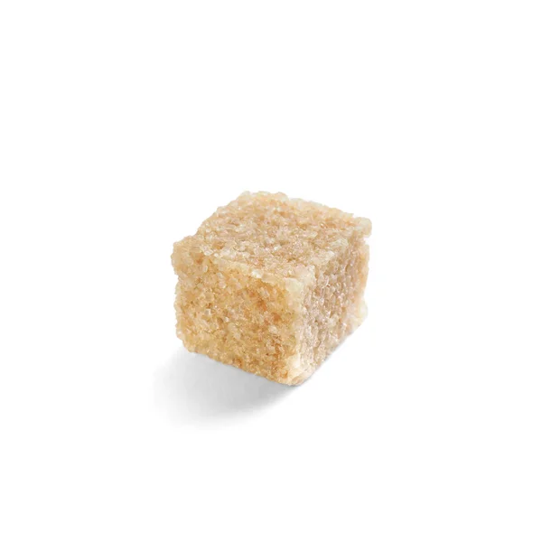 One Brown Sugar Cube Isolated White — Fotografia de Stock