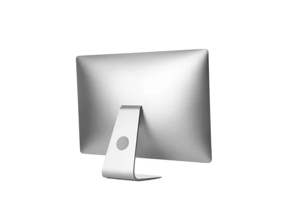 Modern Computer Monitor Isolated White Back View — Zdjęcie stockowe