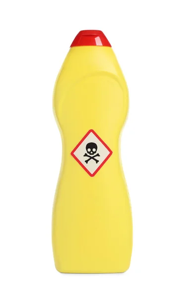 Bottle Toxic Household Chemical Warning Sign Isolated White — Stock Photo, Image