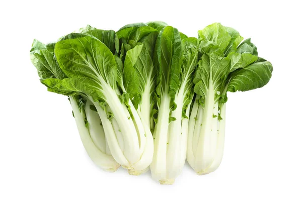 Fresh Green Pak Choy Cabbages White Background Top View — Stock Photo, Image
