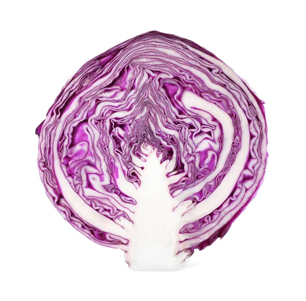 Half Fresh Ripe Red Cabbage Isolated White — Fotografia de Stock