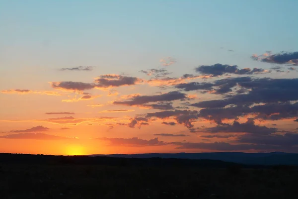 Picturesque View Beautiful Field Sunset — Fotografia de Stock
