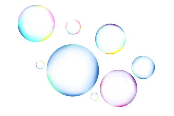 Many Beautiful Soap Bubbles White Background — Foto Stock