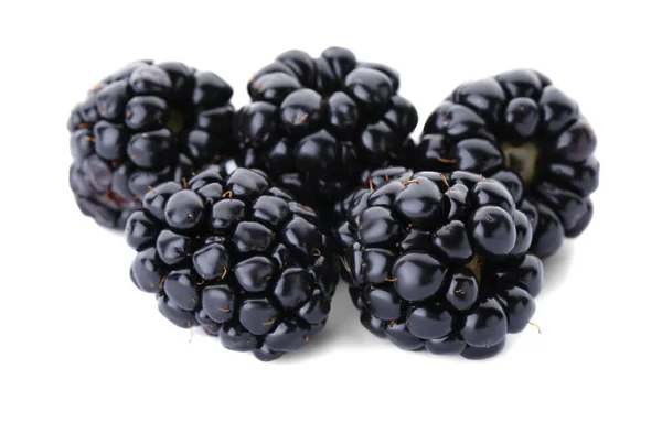 Many Tasty Ripe Blackberries White Background — Stockfoto