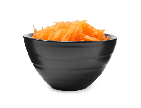 Fresh Grated Carrot Bowl Isolated White — Stock fotografie