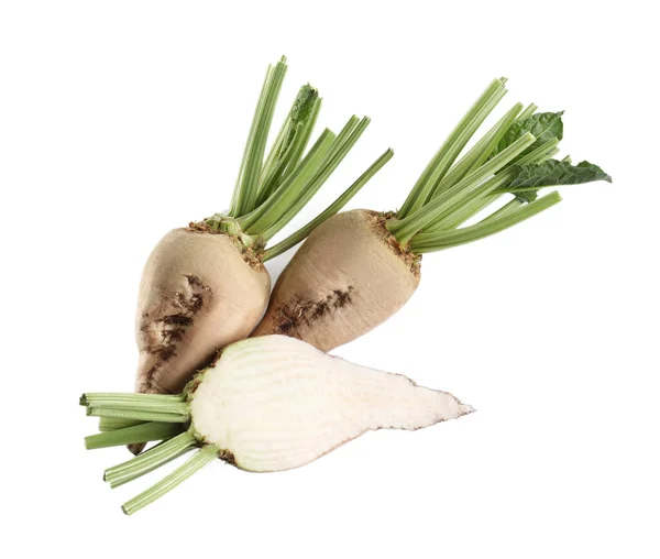 Whole Cut Sugar Beets White Background — Zdjęcie stockowe