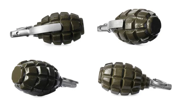 Set Hand Grenades White Background — Zdjęcie stockowe