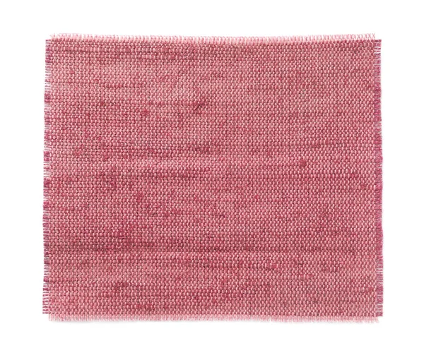 Piece Pink Burlap Fabric White Background Top View — Stockfoto