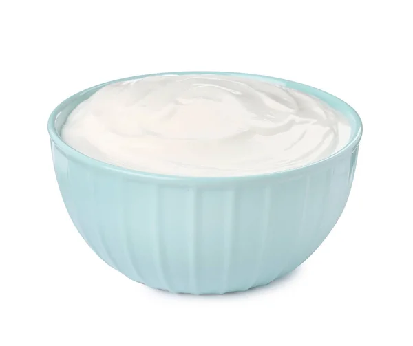Bowl Delicious Organic Yogurt Isolated White — Zdjęcie stockowe
