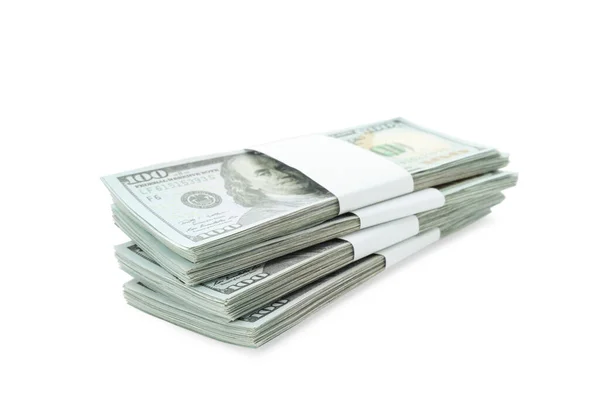 Bundles Dollar Banknotes Isolated White American National Currency — Stockfoto