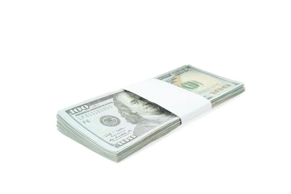 Bundle Dollar Banknotes Isolated White American National Currency — Photo
