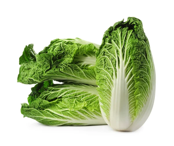 Fresh tasty Chinese cabbages on white background