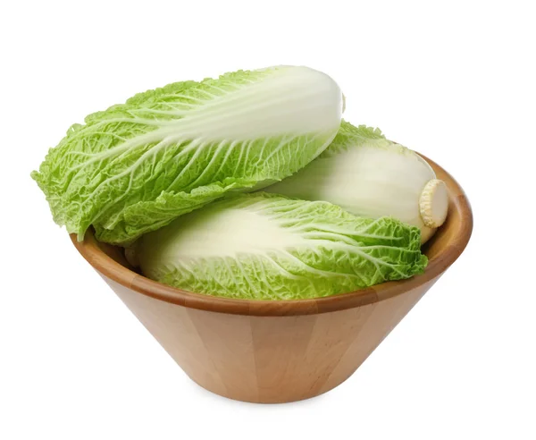 Fresh Tasty Chinese Cabbages Bowl White Background — Stockfoto