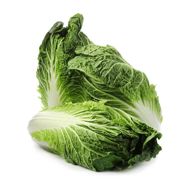 Fresh tasty Chinese cabbages on white background