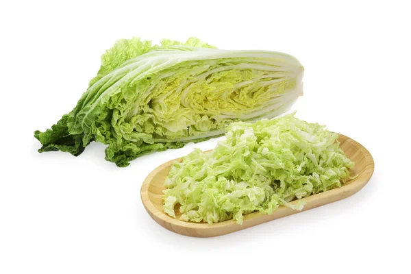 Cut Fresh Ripe Chinese Cabbages White Background — Stock Photo, Image
