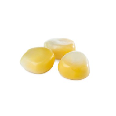 Tasty fresh corn kernels on white background