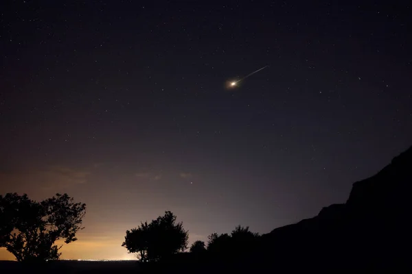 Beautiful View Shooting Star Night Sky — Foto Stock