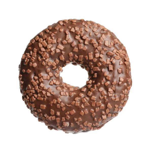Вкусный Шоколадный Пончик Изолированный Белом — стоковое фото
