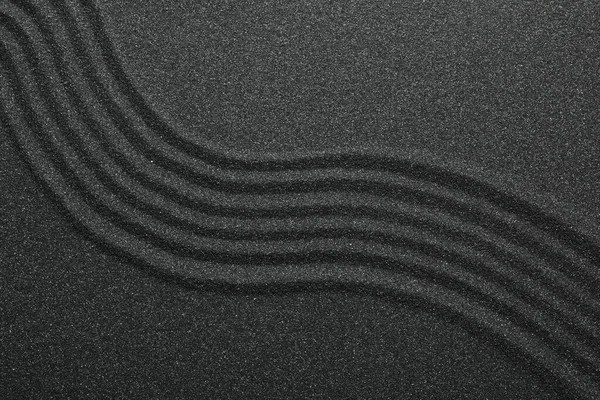 Sabbia Nera Con Bel Motivo Vista Dall Alto Concetto Zen — Foto Stock
