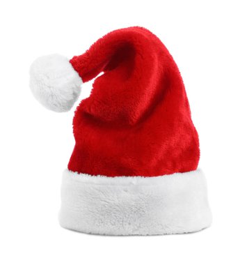 Kırmızı Noel Baba şapkası beyazda izole edilmiş.