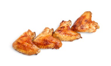 Delicious fried chicken wings isolated on white background
