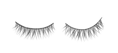 Fake eyelashes on white background, top view. Makeup product