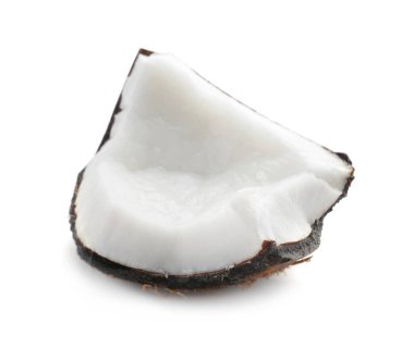 Piece of fresh ripe coconut isolated on white