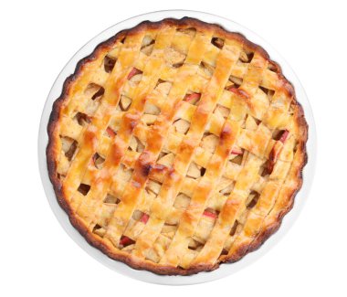 Lezzetli geleneksel elmalı turta, beyaza izole edilmiş.