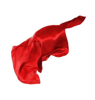 Beyaz arkaplanda yüzen güzel kırmızı ipek