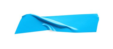 Piece of light blue insulating tape isolated on white, top view