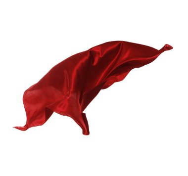 Beyaz arkaplanda yüzen güzel kırmızı ipek