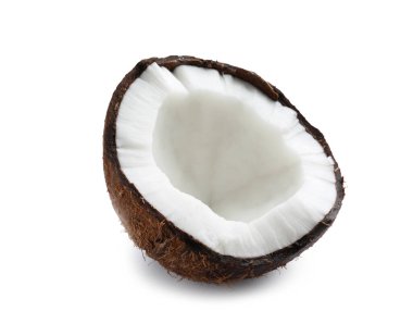 Half of ripe coconut isolated on white