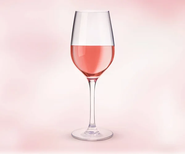 Glass of expensive rose wine on light pink background