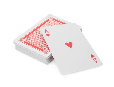 Kağıt destesi beyaza izole edilmiş. Poker oyunu