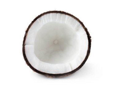 Half of ripe coconut isolated on white