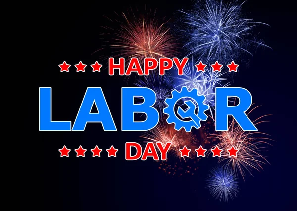 Happy Labor Day Beautiful Bright Fireworks Lighting Night Sky — Fotografia de Stock