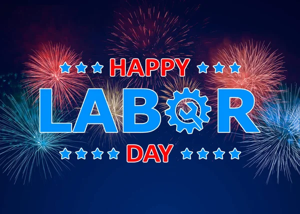 Happy Labor Day. Beautiful bright fireworks lighting up night sky